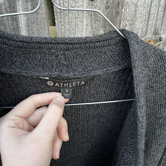 Athleta #352993 Sentinel Sweater Moto Wrap Gray Merino Wool Blend Jacket Small - Picture 4 of 13